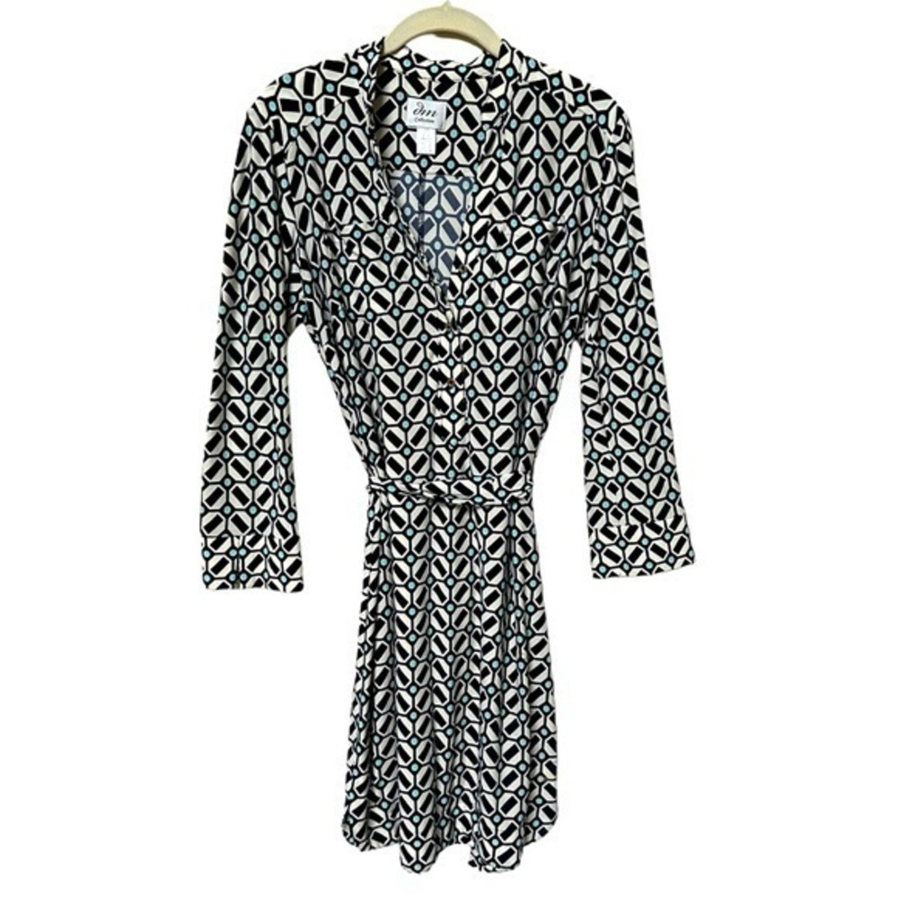 Women’s Geometric Long Sleeve Knee Length Dress Size 6 Career Clas…